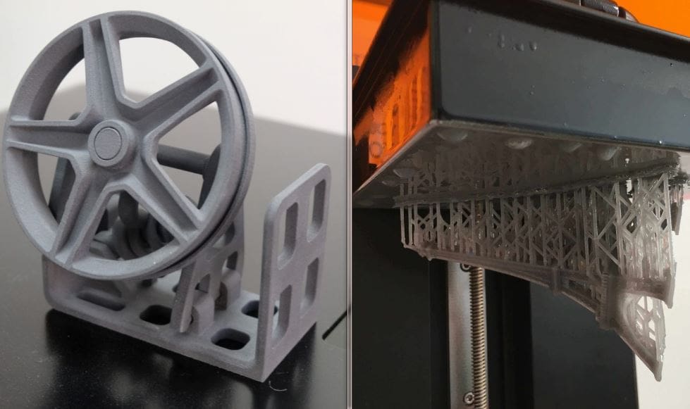 SLS (left) vs SLA (right) prints