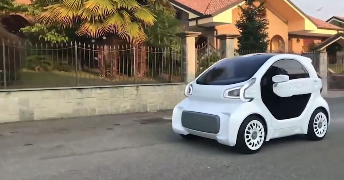 The LSEV, a 3D printed electric car about the size of a Smart car.