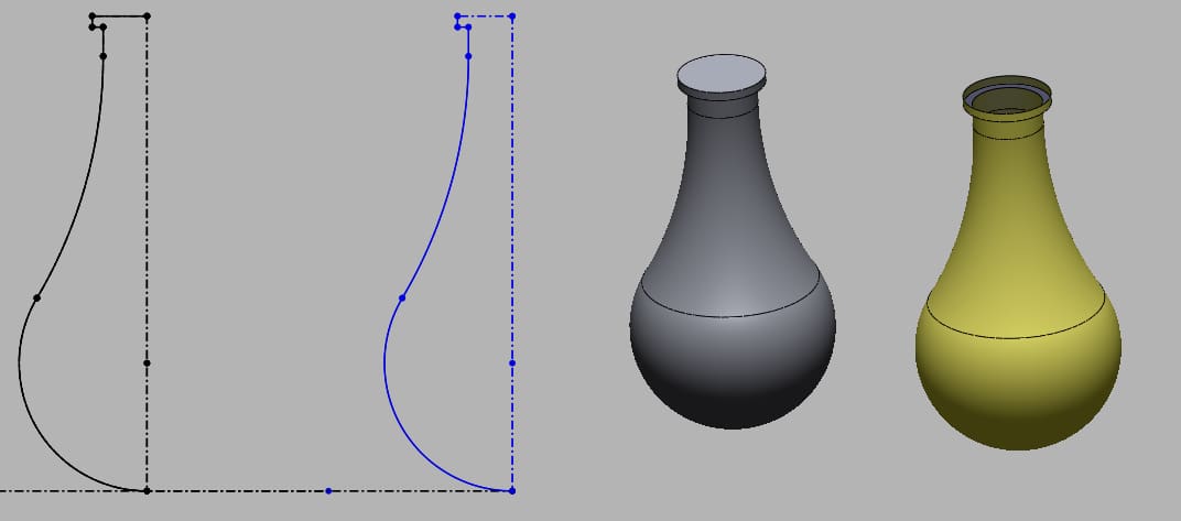 Sketching and revolving.