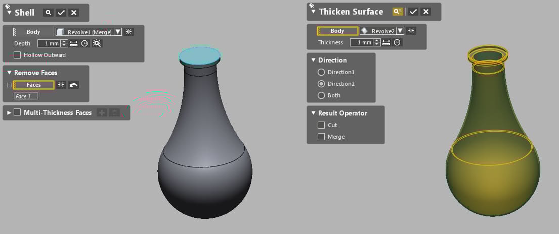 Defining the bottle thickness.