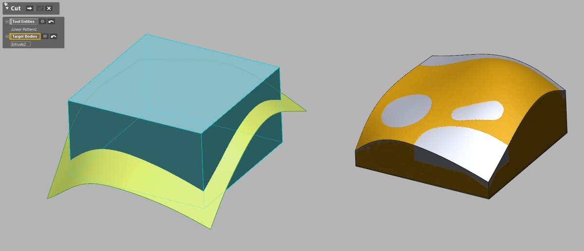 Cutting the solid model.