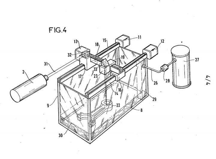 Patent drawing from an abandoned French 3D printer.