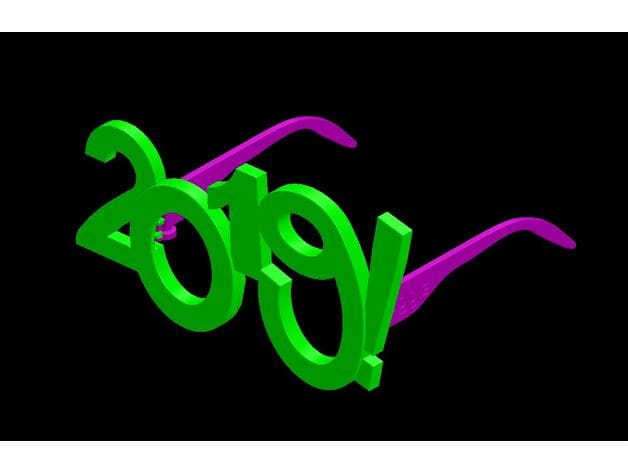 Image of [Project] 3D Printing Projects for New Year's Eve 2019: 2019 Happy New Year Fun Glasses