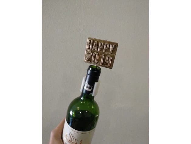 Image of [Project] 3D Printing Projects for New Year's Eve 2019: 2019 Wine Bottle Topper