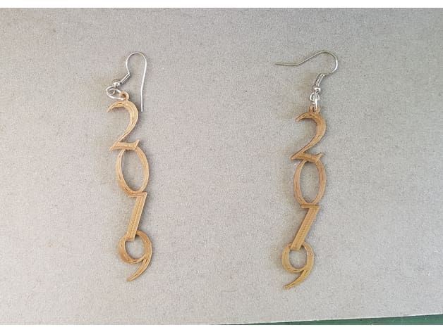Image of [Project] 3D Printing Projects for New Year's Eve 2019: 2019 Earrings