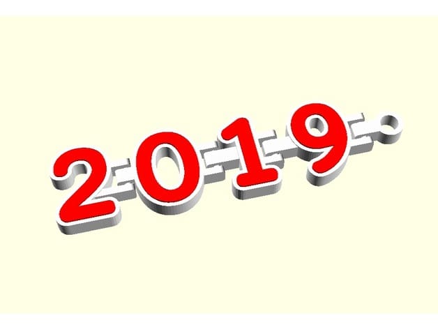 Image of [Project] 3D Printing Projects for New Year's Eve 2019: Articulated 2019 Keychain