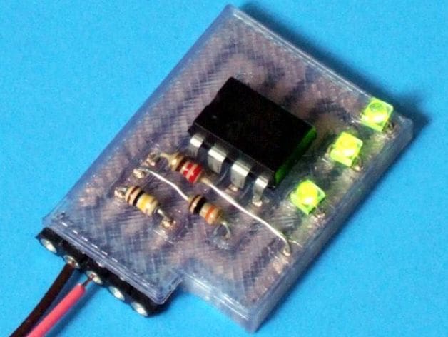 The 3D printed circuit board.