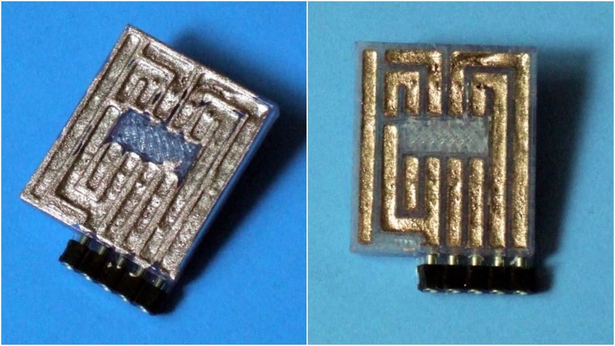 Before and after removing excess material.