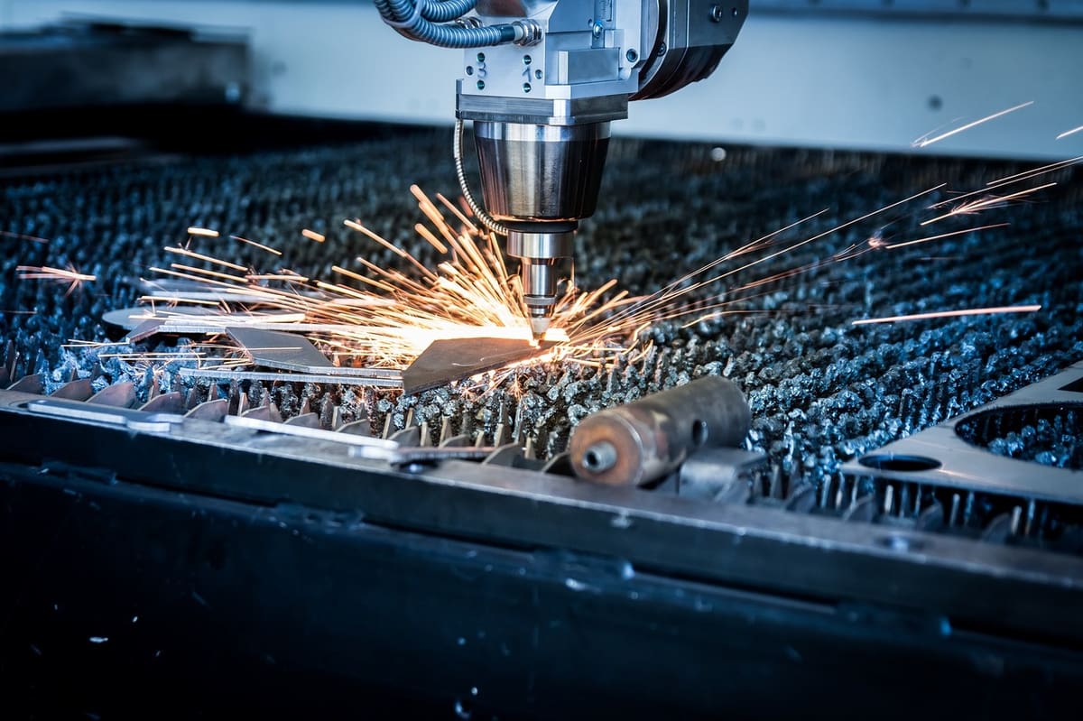 The laser cutting process.