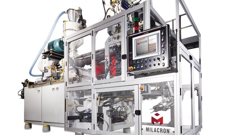 A blow molding machine.