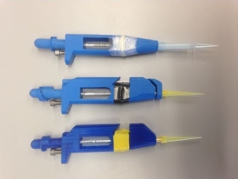 The Biropette can be used with multiple pipette tip sizes.
