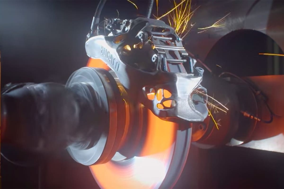 Bugatti’s 3D printed brake caliper pictured during testing