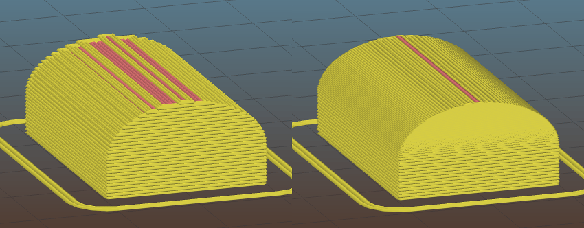 Variable layer height.