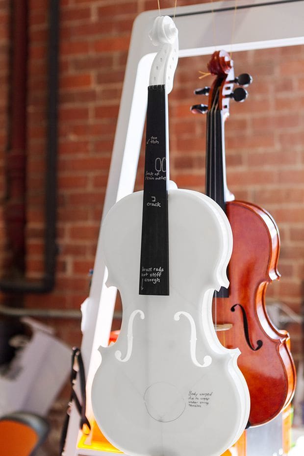 Formlabs' acoustic 3D printed violin.