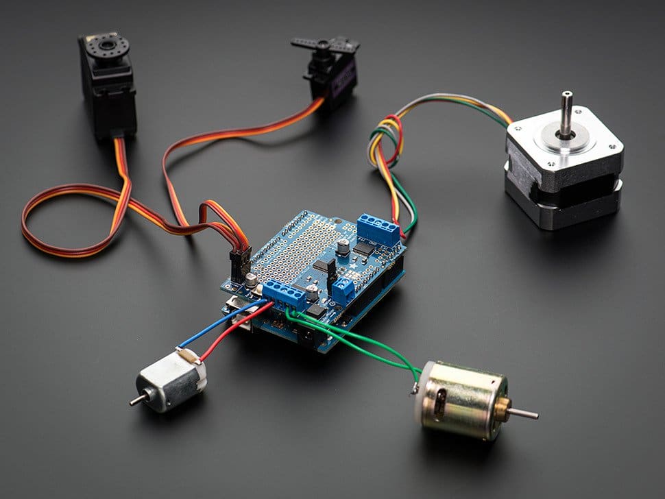 Image of Best Arduino Stepper Motors: Adafruit Motor/Stepper/Servo Shield for Arduino v2 Kit-v2.3
