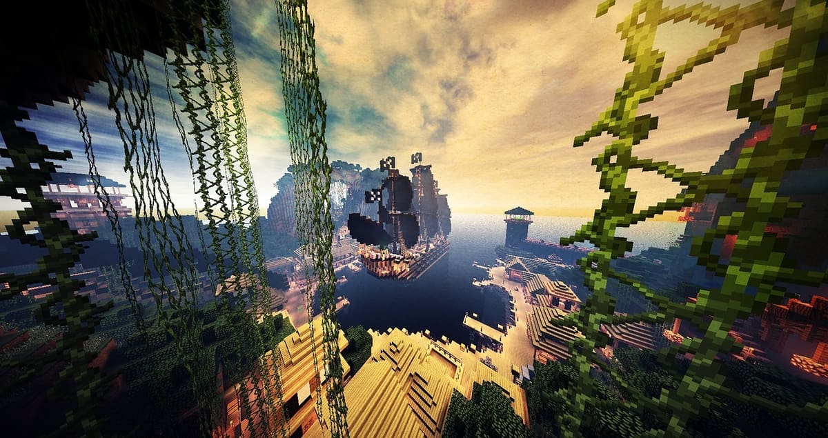 A Minecraft landscape.