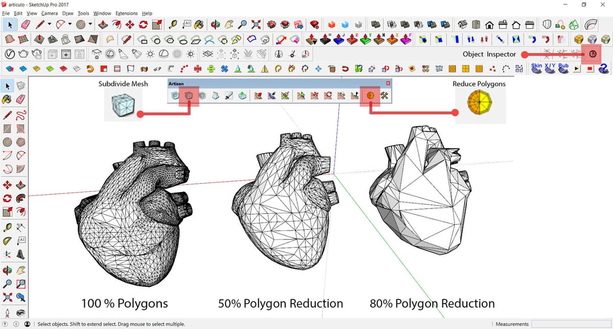 A low-poly heart in Sketchup.