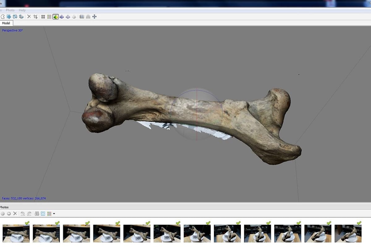 Scanning software is used to align all of the different perspectives.