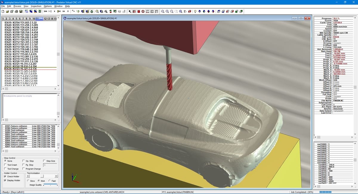 A CAM CNC simulation.