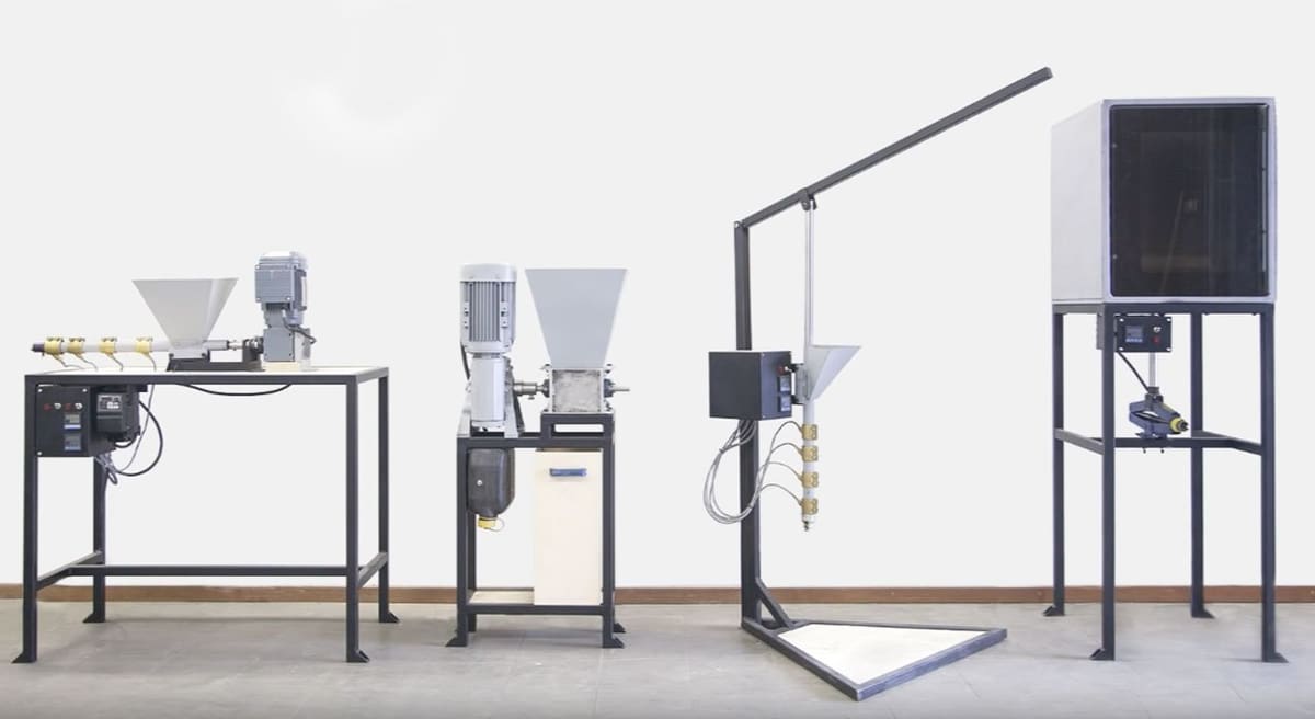 Various print recycling machines designed by Precious Plastic