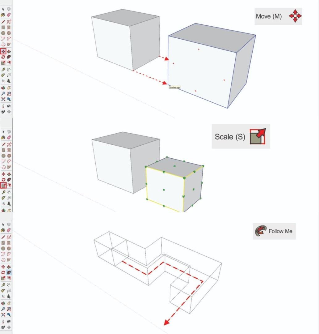 SketchUp editing tools.