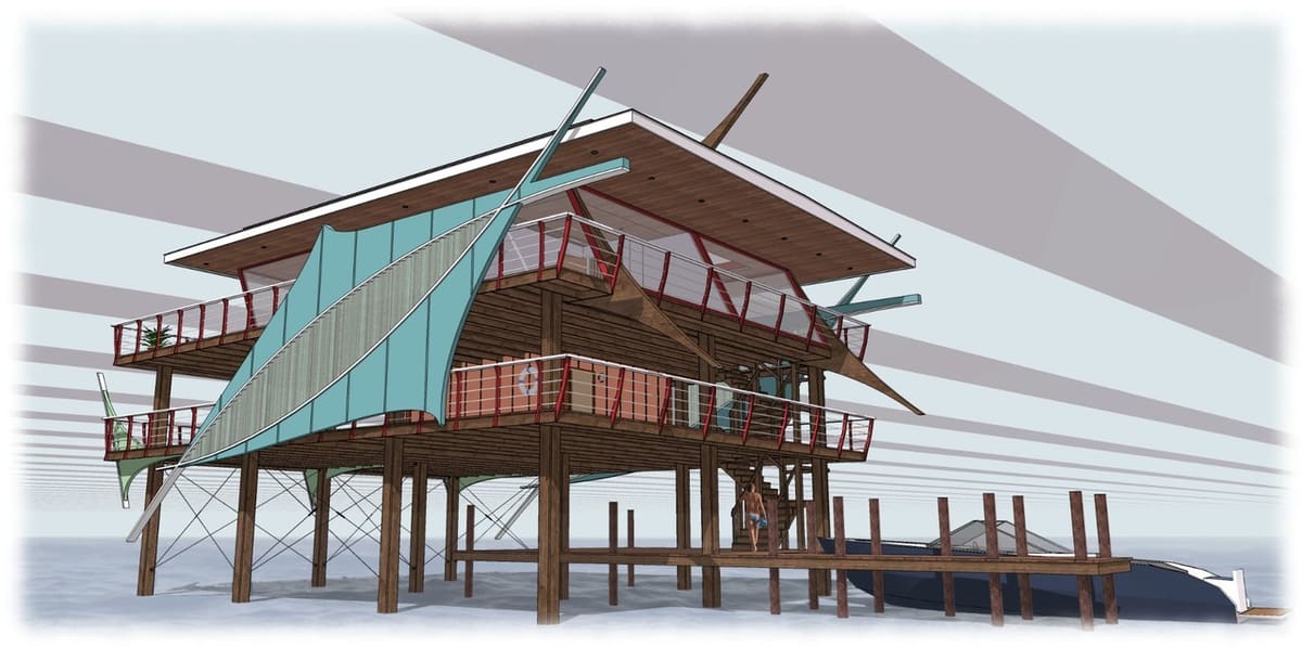 Concept for a Stiltsville House in Biscayne Bay.