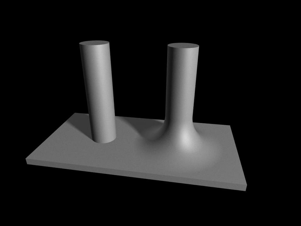 A non-filleted base next to a filleted base.