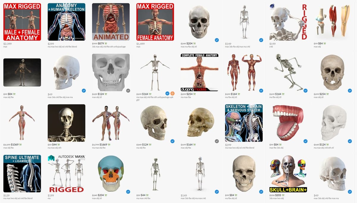 A selection of TurboSquid models.