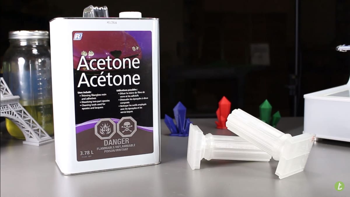 Acetone works particularly well with ABS