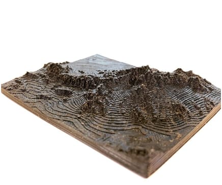 3D printed terrain model using Terrain 2STL.