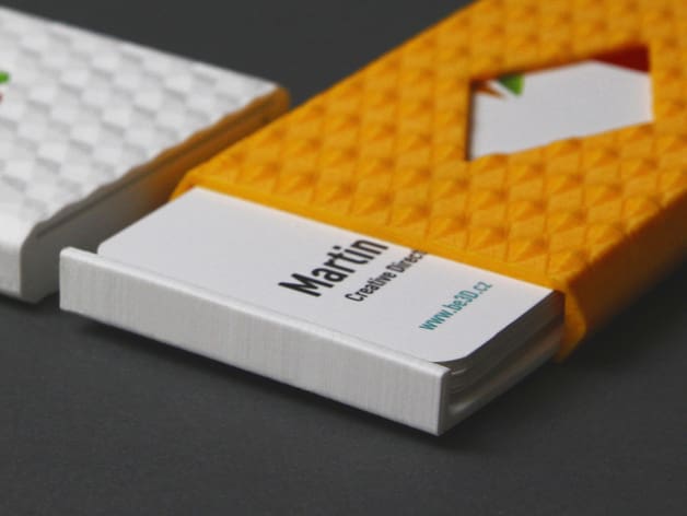 A 3D printed business card holder.