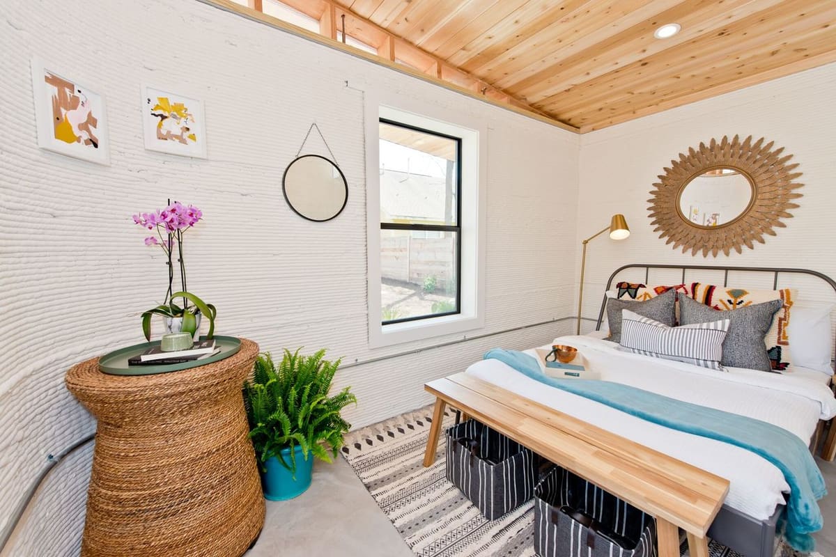 ICON's 3D printed home bedroom.