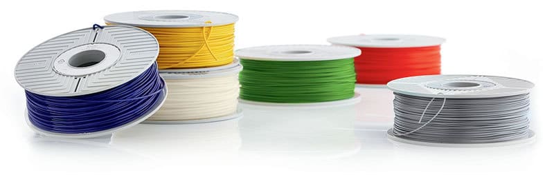 Spools of colorful Verbatim PLA.