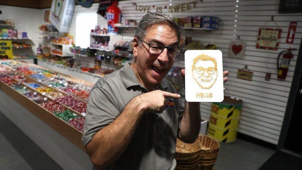 An example of the capabilities of a 3D candy printer - a selfie gummie!