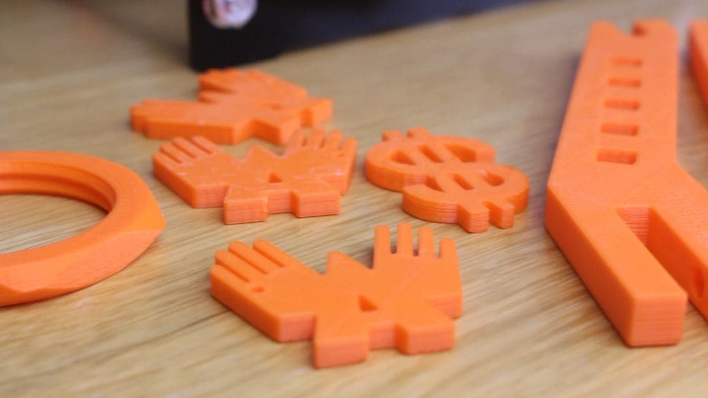 Assorted 3D printed parts.