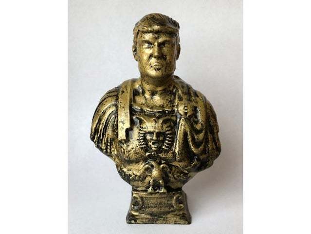Emperor Trump is a remix of a bust of Julius Caesar.
