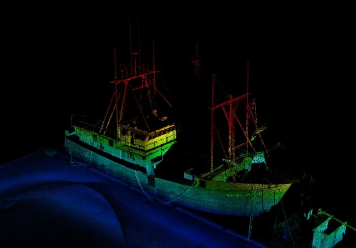Lidar image of a vessel in the South Pacific.
