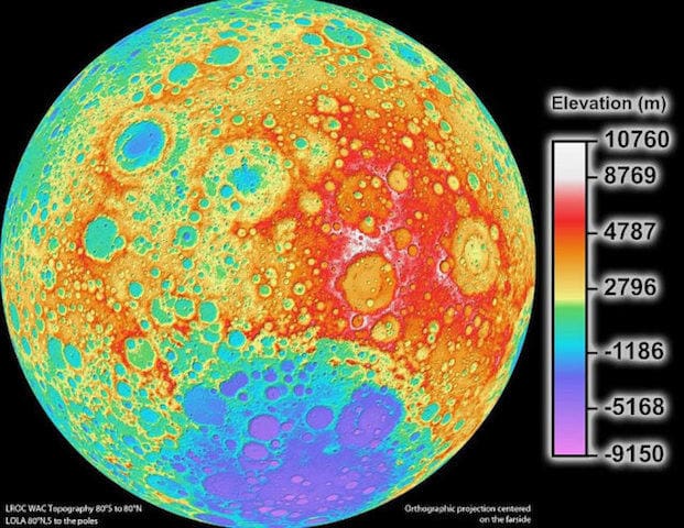 Surface map of the moon taken from Apollo 15 lidar scans.