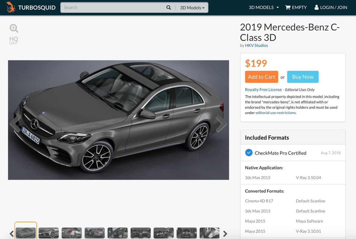 2019 Mercedes-Benz C Class 3D model.