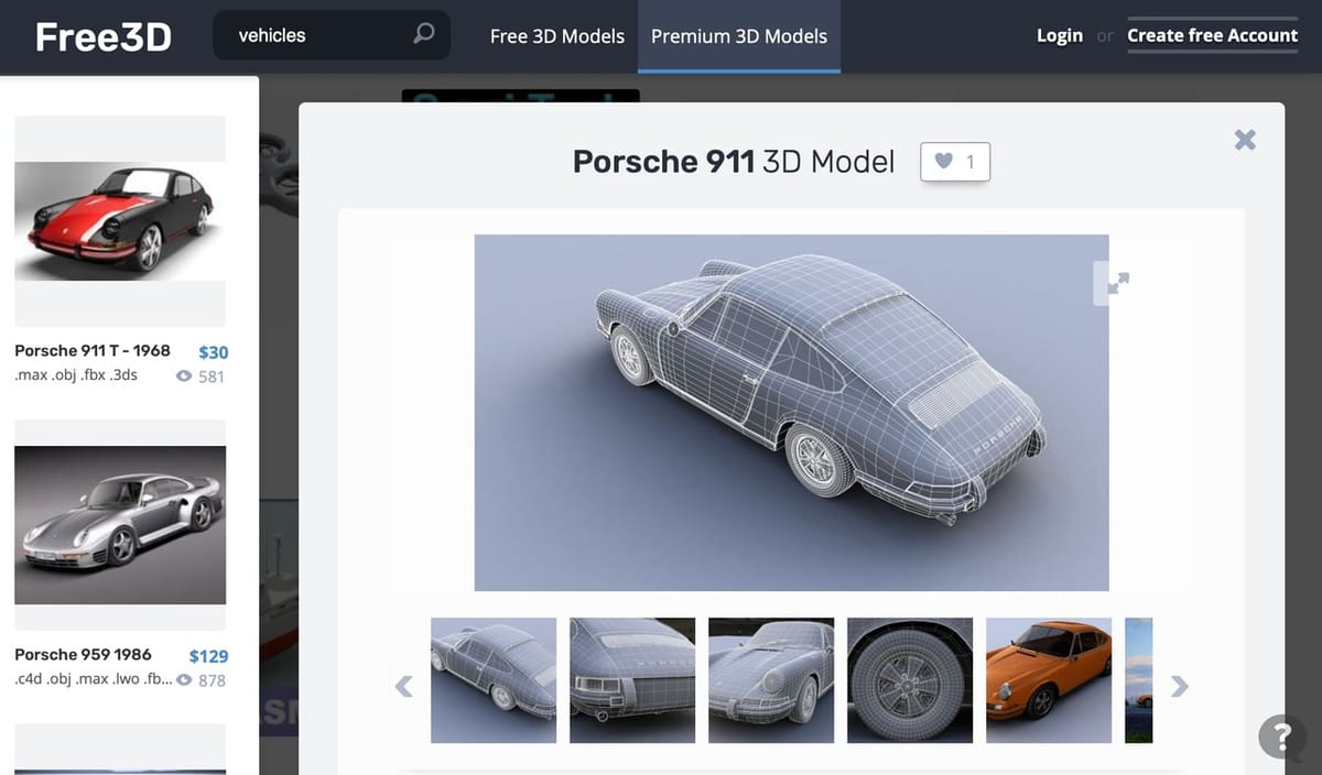 Porche 911 3D model.
