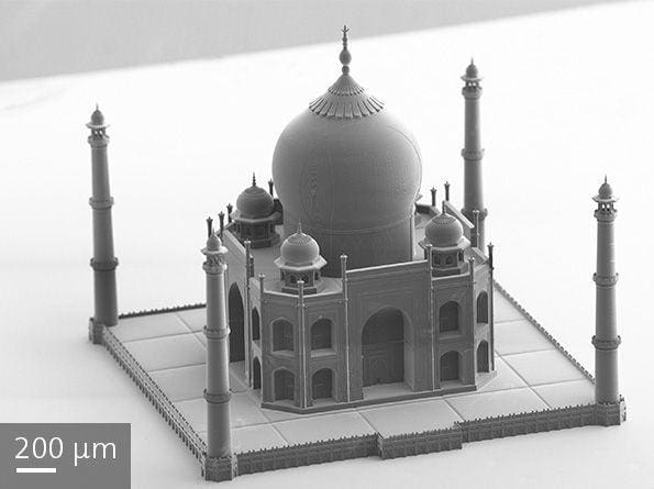 This tiny Taj Mahal was 3D printed using Nanoscribe's micrometer-level 3D printer.