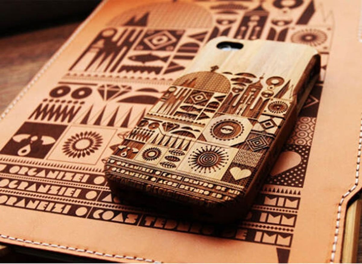 Laser engraving on leather.