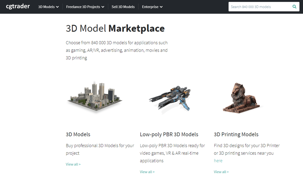 CGTrader feels more like a marketplace for the sale of 3D models compared to the other options.