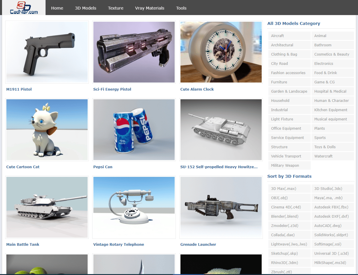 This site is full of free 3D models.