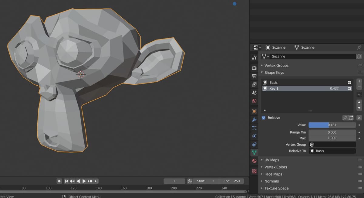 Image of: Step 5: Splitting Shape Keys by Vertex Group