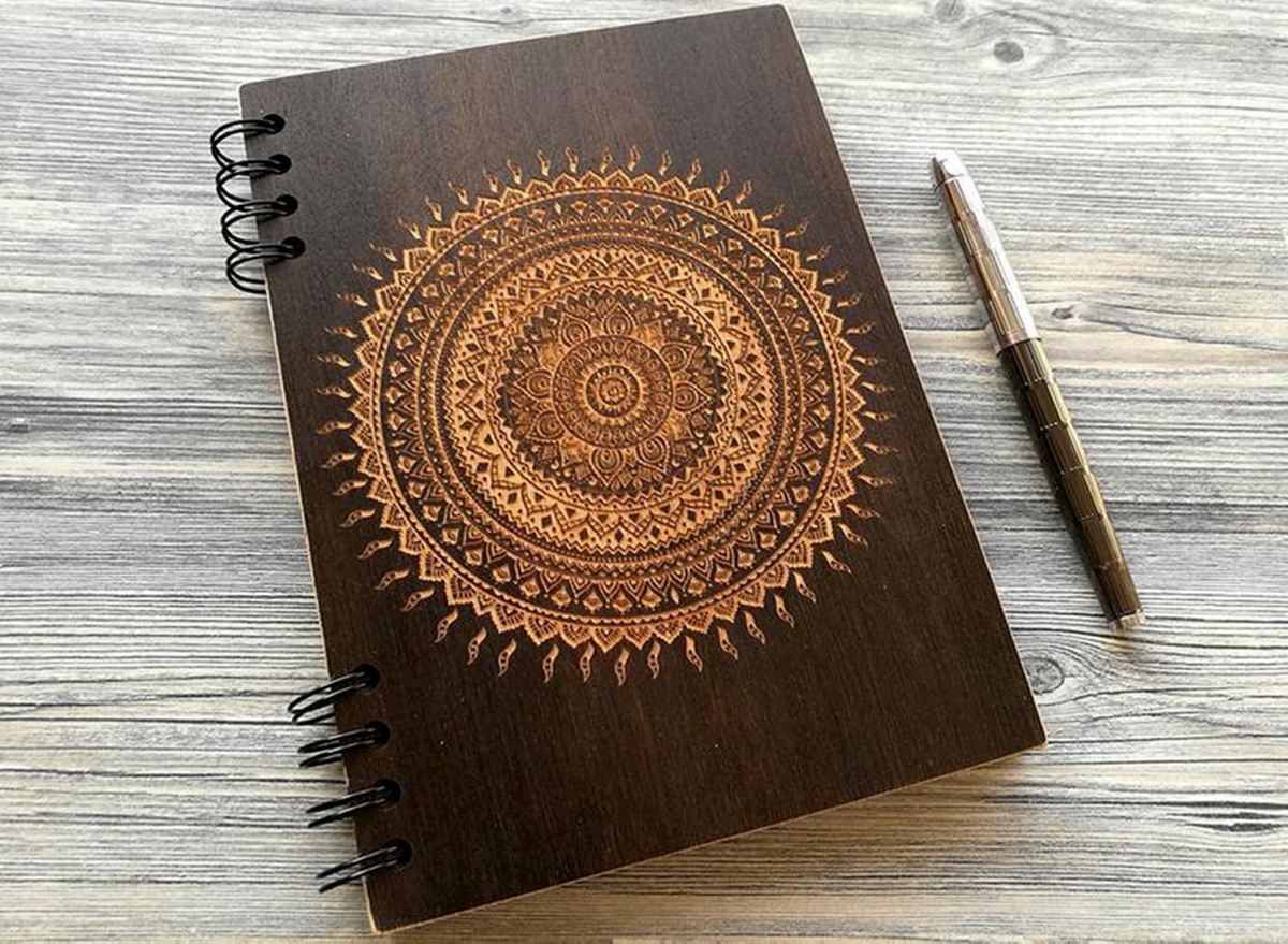 Laser-engraved journal by WoodPresentStudio.
