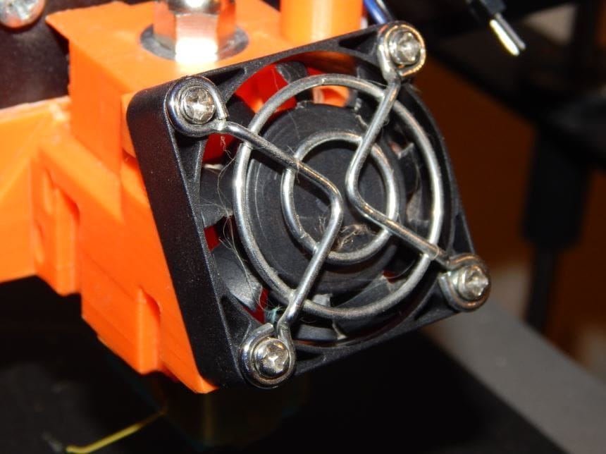 The hot end fan on a HeroMe mount.