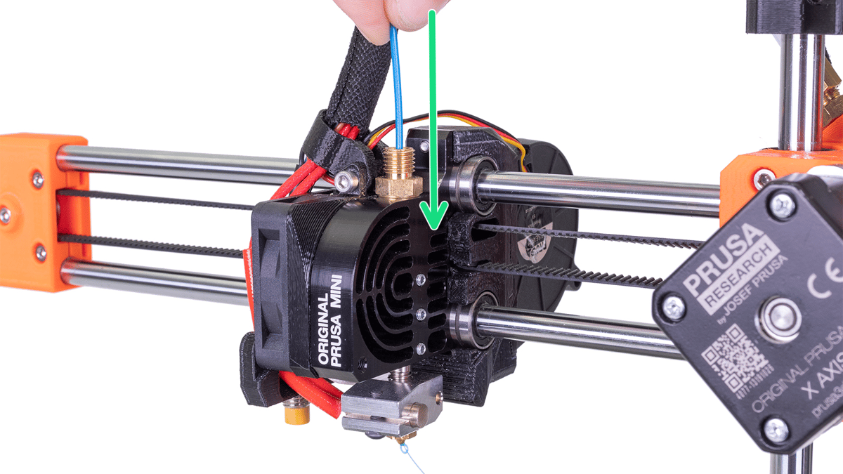 To perform a cold pull, push the filament into the hot end before it starts heating
