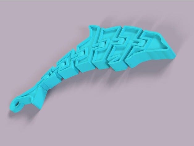 Photo de Objet 3D fun et facile à imprimer / impression 3D facile: Porte-clés dauphin articulé
