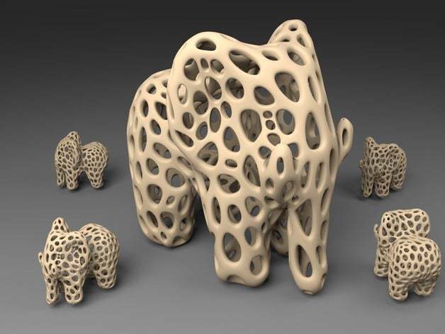Artful Voronoi elephant models.